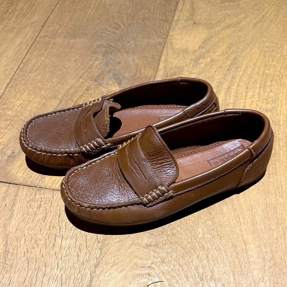 Zara Brown Leather Loafers for Kids (Size 32)
